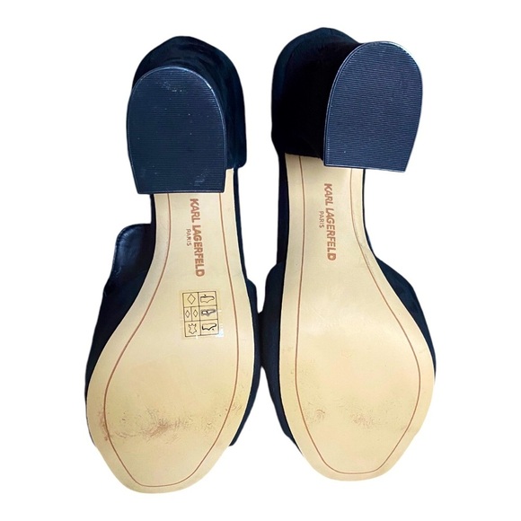 Black Karl Lagerfeld Rian Suede Block Heeled Sandals - Picture 3 of 4
